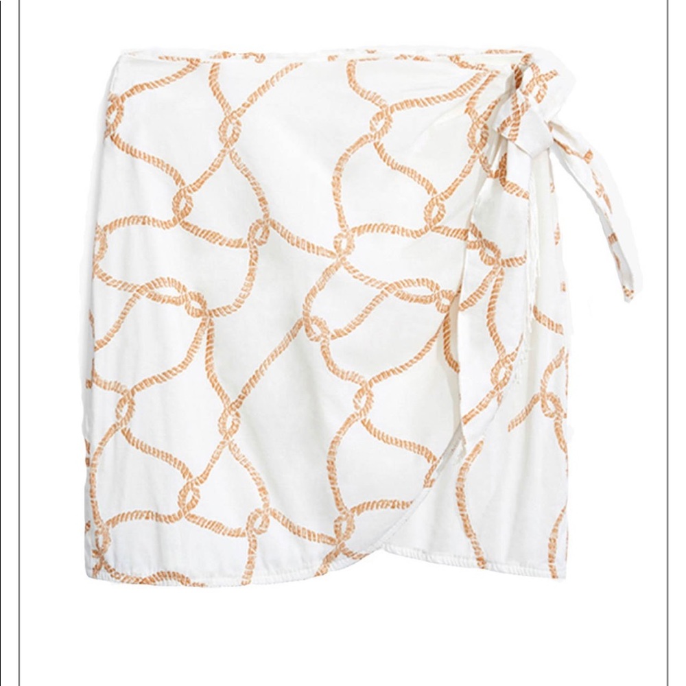 WEWOREWHAT CHLOE CREAM TAN WRAP MINI SKIRT